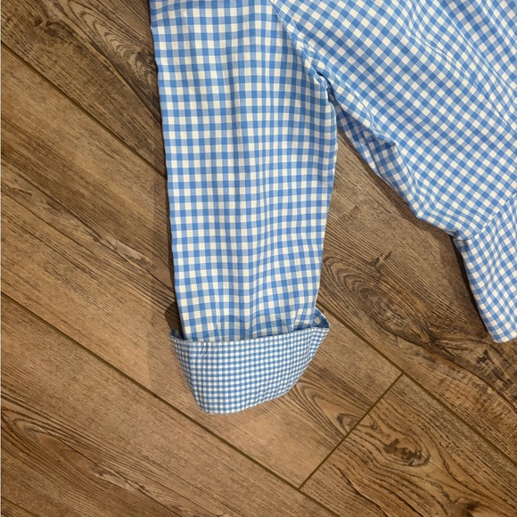 Lauren Ralph Lauren Women’s Blue White Gingham Peplum Shirt Size 12 Cotton - Picture 5 of 11